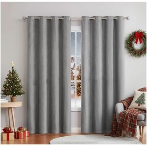 Elegant Suede Gray Blackout Curtains 95" X 55"